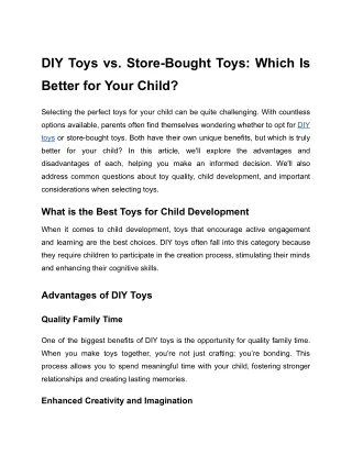 DIY Toys VS Store Bought Toys