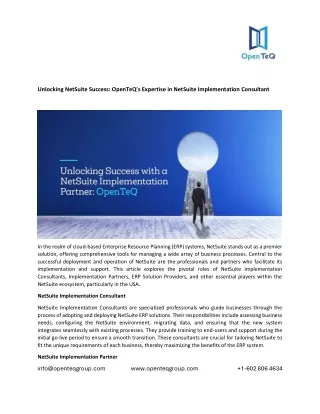 Unlocking NetSuite Success: OpenTeQ's Expertise in NetSuite Implementation Consultant