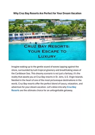 Why Cruz Bay Resorts Are Perfect for Your Dream Vacation