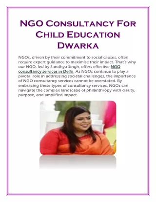 NGO Consultancy For Child Education Dwarka