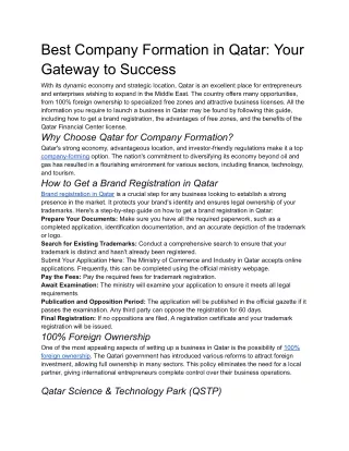 Best Company Formation in Qatar_ Your Gateway to Success