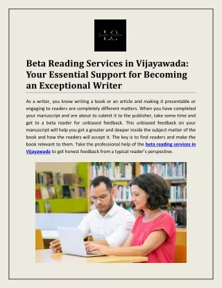 Beta Reading Services in Vijayawada: Your Essential Support for Becoming an Exceptional Writer