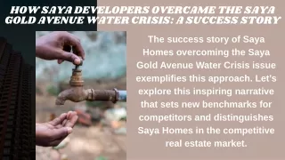 How Saya Developers Overcame the Saya Gold Avenue Water Crisis A Success Story