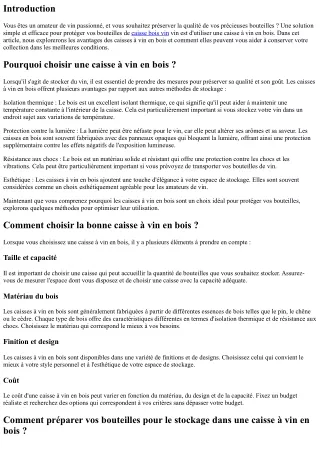 Comment protéger vos bouteilles de vin avec une caisse à vin en bois