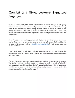 Comfort and Style_ Jockey's Signature Products