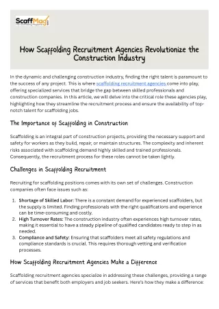 How Scaffolding Recruitment Agencies Revolutionize the Construction Industry