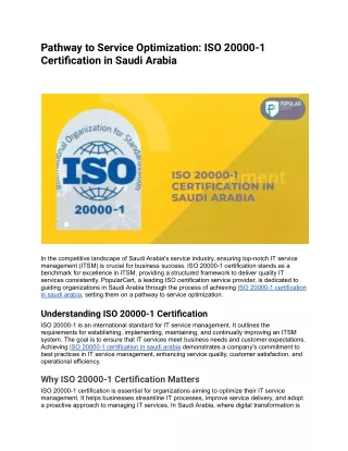 Pathway to Service Optimization_ ISO 20000-1 Certification in Saudi Arabia