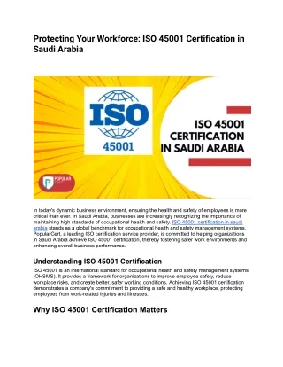 Protecting Your Workforce_ ISO 45001 Certification in Saudi Arabia