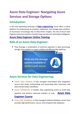 Data Engineer Course in Hyderabad - Azure Data Engineer Course in Hyderabad