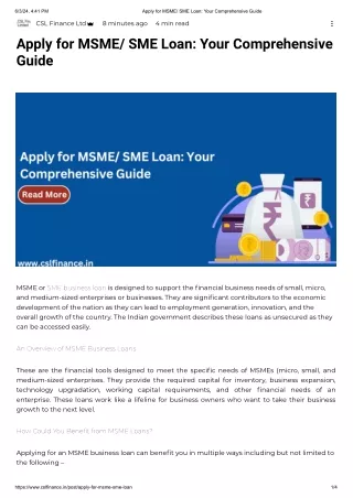 Apply for MSME/ SME Loan_ Your Comprehensive Guide