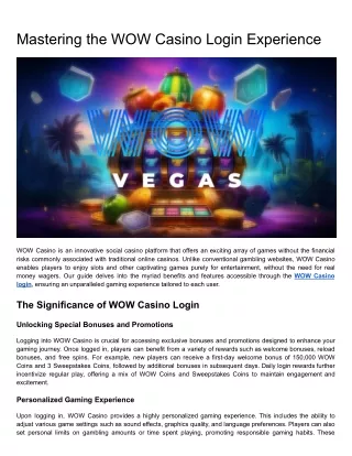 Mastering the WOW Casino Login Experience
