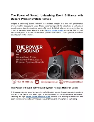 The Power of Sound_ Unleashing Event Brilliance with Dubai's Premier System Rentals