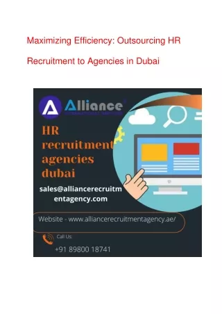 Maximizing Efficiency Outsourcing HR Recruitment to Agencies in Dubai