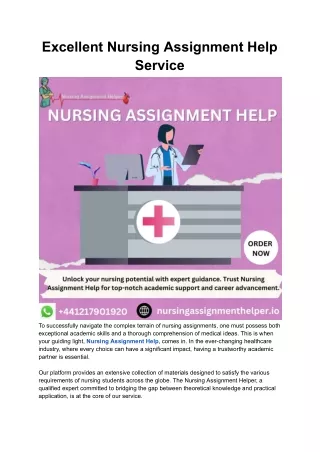 Excellent Nursing Assignment Help UK