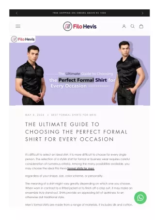 Best Choosing the Perfect Formal Shirt for Men in Delhi