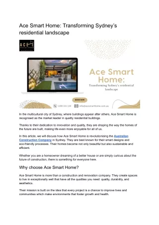 Ace Smart Home: Transforming Sydney’s residential landscape