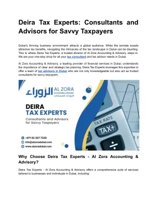 Deira Tax Experts: Consultants and Advisors for Savvy Taxpayers