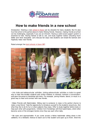 How to make friends in a new school