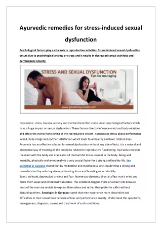 Ayurvedic remedies for stress-induced sexual dysfunction