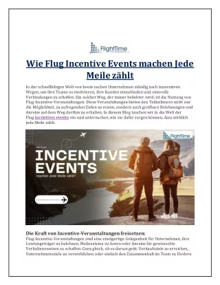 Wie Flug Incentive Events machen Jede Meile zählt