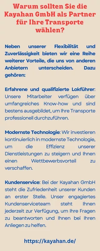 Warum sollten Sie die Kayahan GmbH als Partner für Ihre Transporte wählen?