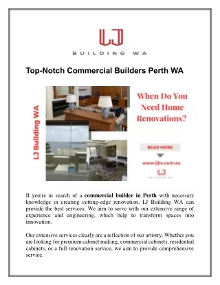 Top-Notch Commercial Builders Perth WA