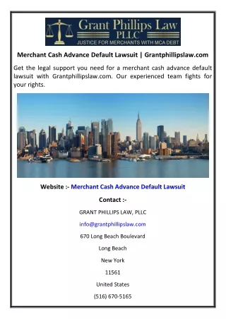 Merchant Cash Advance Default Lawsuit | Grantphillipslaw.com