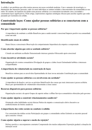 Construindo laços: Como ajudar pessoas solitárias a se conectarem com a comunida