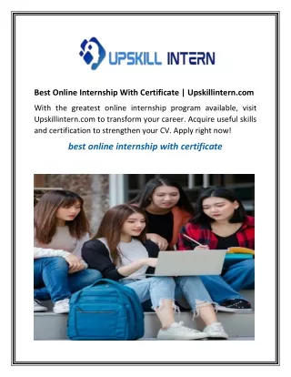 Best Online Internship With Certificate Upskillintern.com