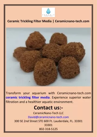 Ceramic Trickling Filter Media  Ceramicnano-tech.com