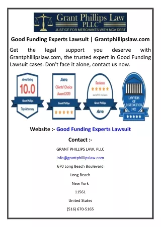 Good Funding Experts Lawsuit | Grantphillipslaw.com