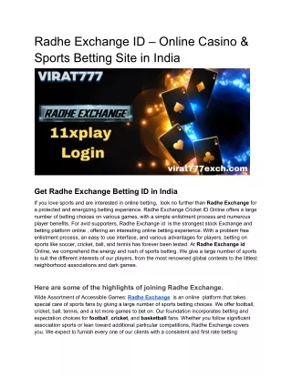 Radhe Exchange Login In – Online Casino & Sports Betting Site in India (1)