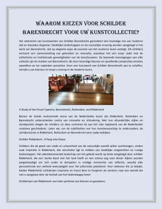 Waarom kiezen voor Schilder Barendrecht voor uw kunstcollectie