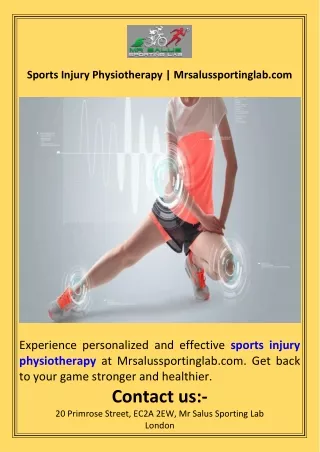 Sports Injury Physiotherapy  Mrsalussportinglab.com