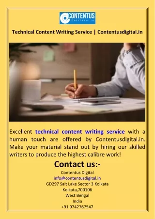 Technical Content Writing Service  Contentusdigital.in