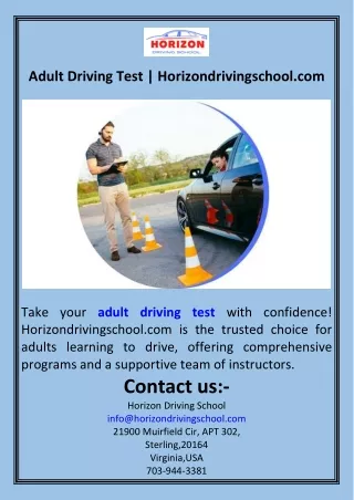 Adult Driving Test  Horizondrivingschool.com