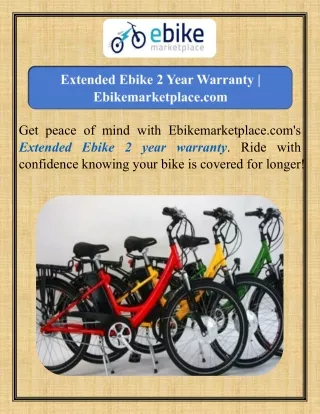 Extended Ebike 2 Year Warranty  Ebikemarketplace.com