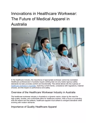 Innovations in Healthcare Workwear: The Future of Medical Apparel in Australia