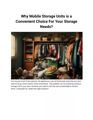 Why Mobile Storage Units is a Convenient Choice For Your Storage Needs_