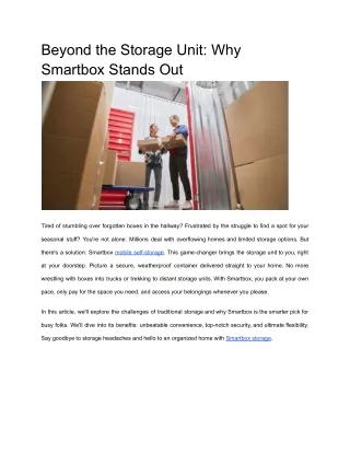 Beyond the Storage Unit Why Smartbox Stands Out