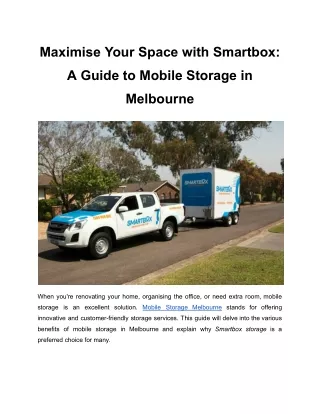 Maximise Your Space with Smartbox_ A Guide to Mobile Storage in Melbourne