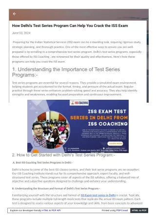 ISS Exam Test Series in Delhi: An Essential Preparation Tool