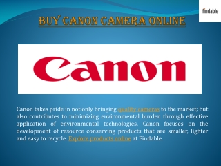 Find, shop for and explore Canon Cameras at Findable