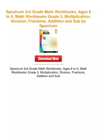 Spectrum 3rd Grade Math Workbooks, Ages 8 to 9, Math Workbooks Grade 3,