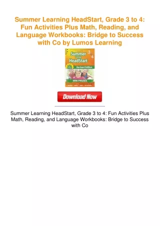 Summer Learning HeadStart, Grade 3 to 4: Fun Activities Plus Math,