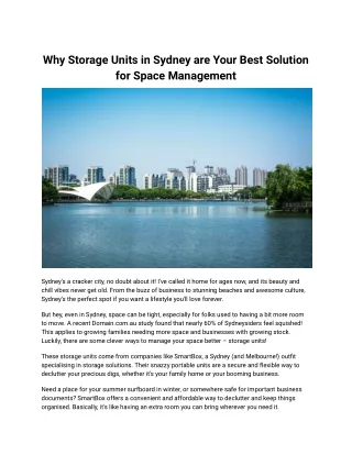 Why Storage Units in Sydney are Your Best Solution for Space Management