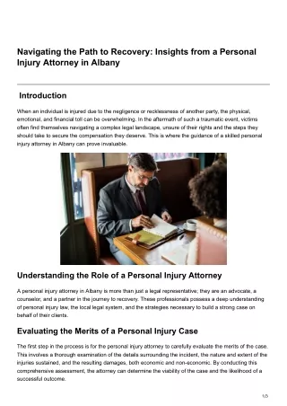 Navigating the Path to Recovery Insights from a Personal Injury Attorney in Albany