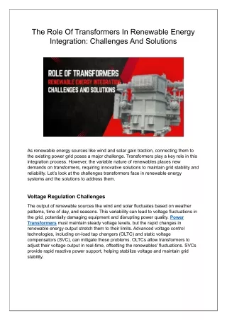 Challenges And Solutions Regarding Transformers' Function