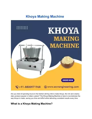 Khoya Making Machine