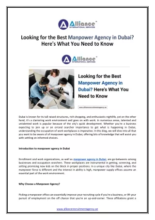 Looking for the Best Manpower Agency in Dubai Here's What You Need to Know